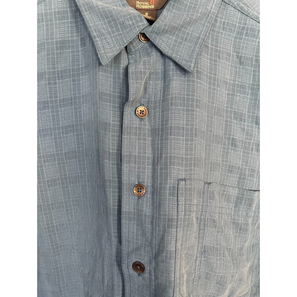 Royal Robbins Short Sleeve Button Up Shirt Mens Small Blue Modal Relaxed Fit - Picture 5 of 12